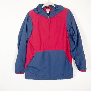 Duluth Trading Co‎ Woman's Sz S Red Blue Colorblocked Nylon Windbreaker Pulliver